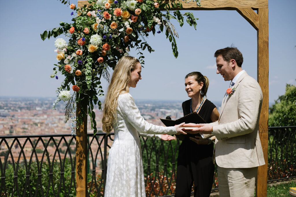 Francesca celebrating a wedding